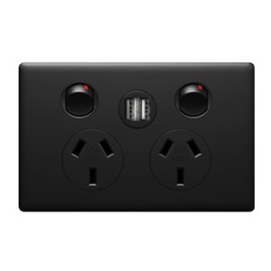 Excel Life Double Horizontal Socket with Dual USB Charger - Choose Colour